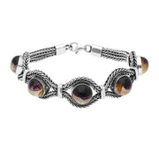 Blue John Foxtail 5 Stone Silver Bracelet. B563.