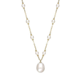 00177907 18ct Yellow Gold White Pearl Necklace, N1057.