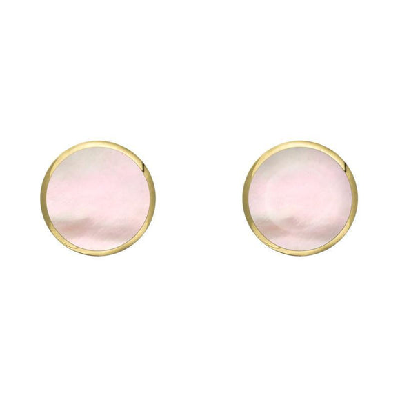 C W Sellors 9ct Yellow Gold Pink Mother of Pearl 5mm Classic Small Round Stud Earrings, E002.