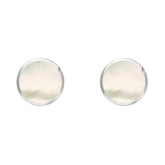 C W Sellors Sterling Silver White Mother of Pearl 5mm Classic Small Round Stud Earrings, E002.
