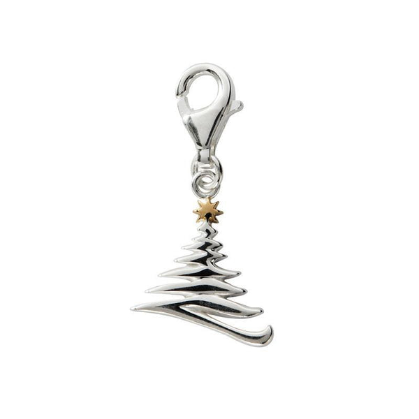 Christmas Collection Charm Zig Zag Christmas Tree Gold Star Silver N991