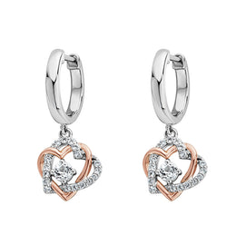 Clogau Always in my Heart Sterling Silver White Topaz Drop Earrings