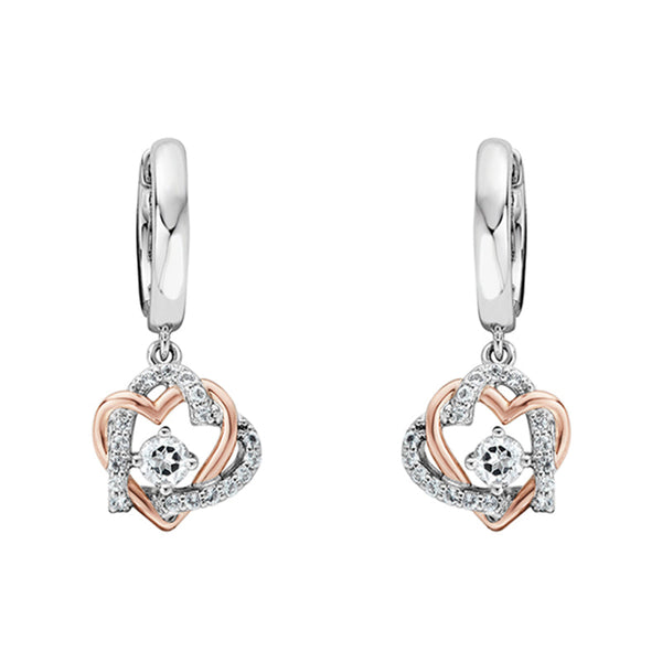 Clogau Always in my Heart Sterling Silver White Topaz Drop Earrings, 3SAMH0094