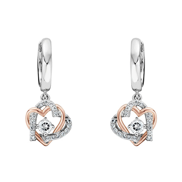 Clogau Always in my Heart Sterling Silver White Topaz Drop Earrings, 3SAMH0094