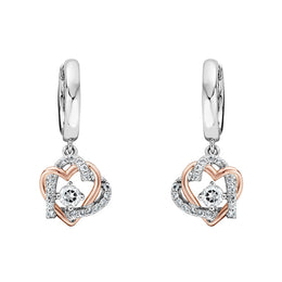Clogau Always in my Heart Sterling Silver White Topaz Drop Earrings, 3SAMH0094