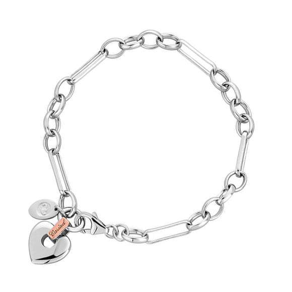 Clogau Cariad Cariad Sterling Silver Heart Charm Link Bracelet
