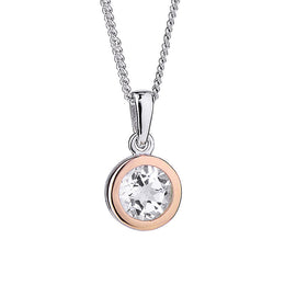 Clogau Celebration Sterling Silver Rose Gold White Topaz Necklace, 3SMP5.