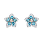Clogau Forget Me Not Sterling Silver Topaz Stud Earrings, 3SFMNE.