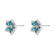 Clogau Forget Me Not Sterling Silver Topaz Stud Earrings, 3SFMNE.
