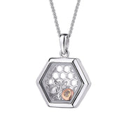 Clogau Honey Bee Sterling Silver Citrine Inner Charm Necklace, 3SICLP11.