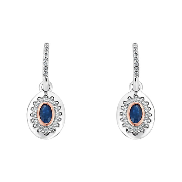Clogau Princess Diana Sterling Silver Sapphire Drop Earrings, 3SLDD0070