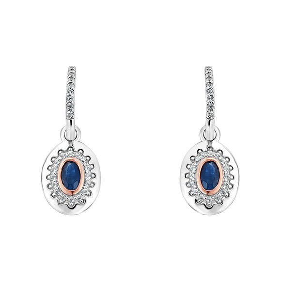 Clogau Princess Diana Sterling Silver Sapphire Drop Earrings, 3SLDD0070