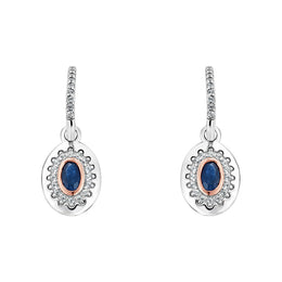 Clogau Princess Diana Sterling Silver Sapphire Drop Earrings, 3SLDD0070