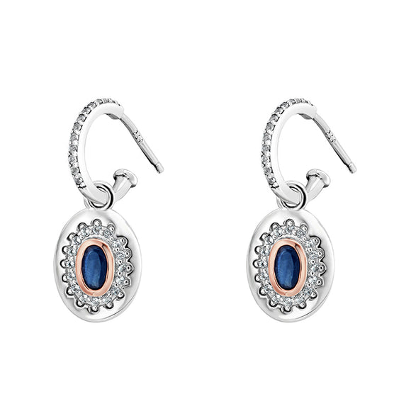 Clogau Princess Diana Sterling Silver Sapphire Drop Earrings, 3SLDD0070