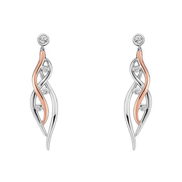Clogau Swallow Falls Sterling Silver 9ct Rose Gold Drop Earrings, 3SCTWIE.
