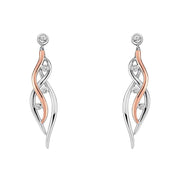 Clogau Swallow Falls Sterling Silver 9ct Rose Gold Drop Earrings, 3SCTWIE.