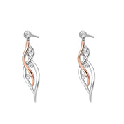 Clogau Swallow Falls Sterling Silver 9ct Rose Gold Drop Earrings, 3SCTWIE.