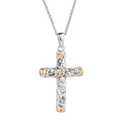 Clogau Tree Of Life Sterling Silver Rose Gold Cross Necklace. 3STLC3.