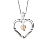 Clogau Tree Of Life Sterling Silver Rose Gold Heart Necklace. 3STLHP7.