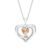 Clogau Tree of Life Sterling Silver White Topaz Heart Necklace, 3STLDP.