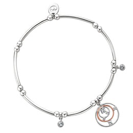 Clogau Awyr Y Nos Affinity Sterling Silver White Topaz Bracelet 16.5-17.5cm, 3SAFF0192