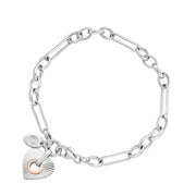 Clogau Cariad Horizon Heart Sterling Silver Figaro Bracelet D