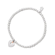 Clogau Cariad Sterling Silver 9ct Rose Gold Beaded Heart Bracelet
