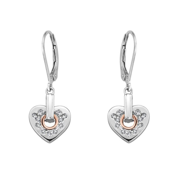 Clogau Cariad Sterling Silver Sparkle Heart Hook Earrings