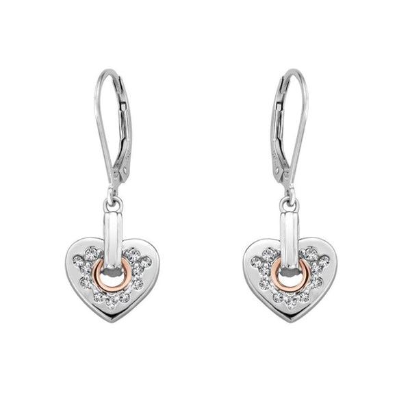 Clogau Cariad Sterling Silver Sparkle Heart Hook Earrings