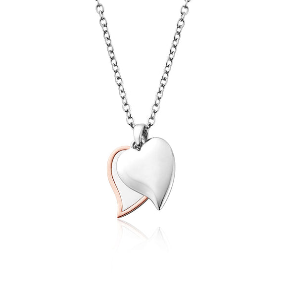 Clogau Cwtch Double Heart Sterling Silver Drop Pendant, 3SCWT0184