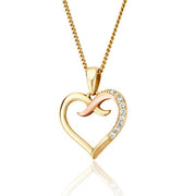 Clogau Kiss 9ct Gold Diamond Heart Pendant, CGKDP