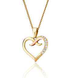 Clogau Kiss 9ct Gold Diamond Heart Pendant, CGKDP