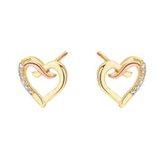 Clogau Kiss 9ct Gold Diamond Heart Stud Earrings
