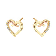 Clogau Kiss 9ct Gold Diamond Heart Stud Earrings