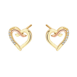 Clogau Kiss 9ct Gold Diamond Heart Stud Earrings