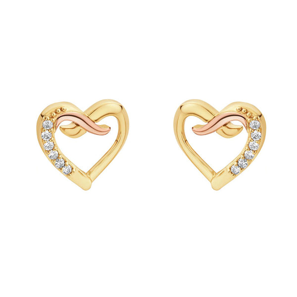 Clogau Kiss 9ct Gold Diamond Heart Stud Earrings