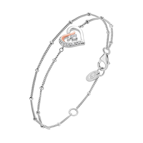 Clogau Kiss Sterling Silver Double Chain Bracelet
