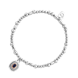 Clogau Princess Diana Sterling Silver Sapphire White Topaz Affinity Bead Bracelet