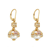 Clogau Royal Crown 9ct Gold Genuine Zircon Pearl Drop Earrings D