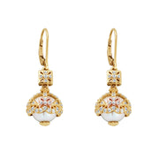 Clogau Royal Crown 9ct Gold Genuine Zircon Pearl Drop Earrings D