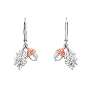 Clogau Royal Oak Leaf Sterling Silver Drop Earrings