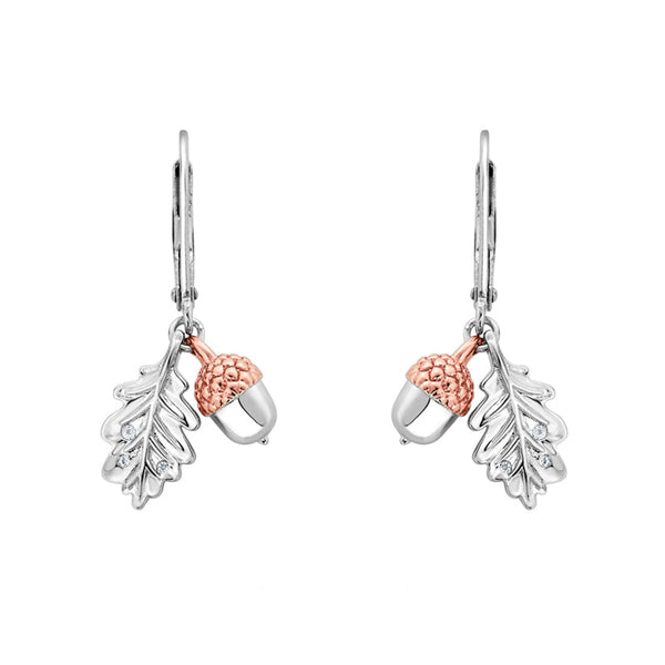 Clogau Royal Oak Leaf Sterling Silver Drop Earrings