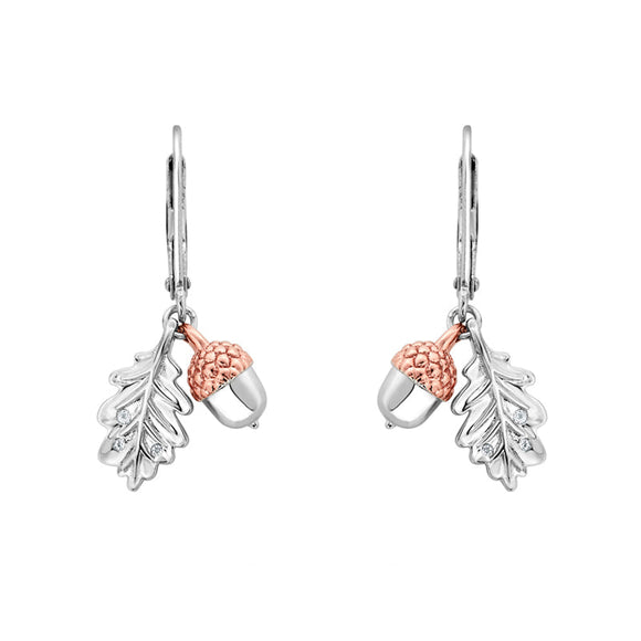 Clogau Royal Oak Leaf Sterling Silver Drop Earrings