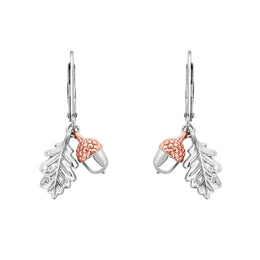 Clogau Royal Oak Leaf Sterling Silver Drop Earrings