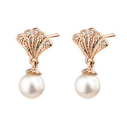Clogau Windsor 9ct Rose Gold White Topaz Pearl Stud Earrings D