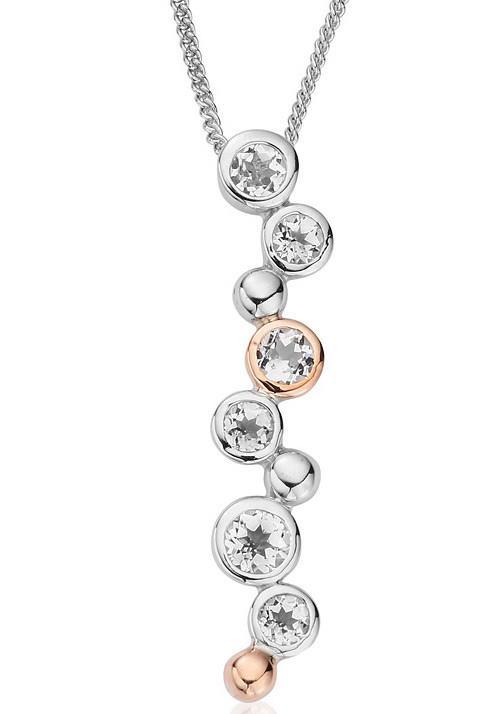 Clogau Celebration Sterling Silver White Topaz Necklace , 3SMP2.