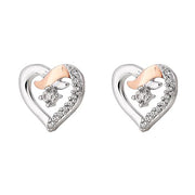 Clogau Kiss 9ct Rose Gold Sterling Silver Earrings
