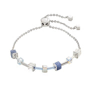 Coeur De Lion GeoCUBE Precious Silver Blue Adjustable Bracelet, 5074300700
