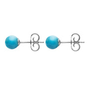 White Gold Turquoise 5mm Ball Stud Earrings E1343