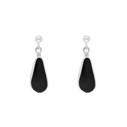Sterling Silver Whitby Jet Pear Drop Earrings
